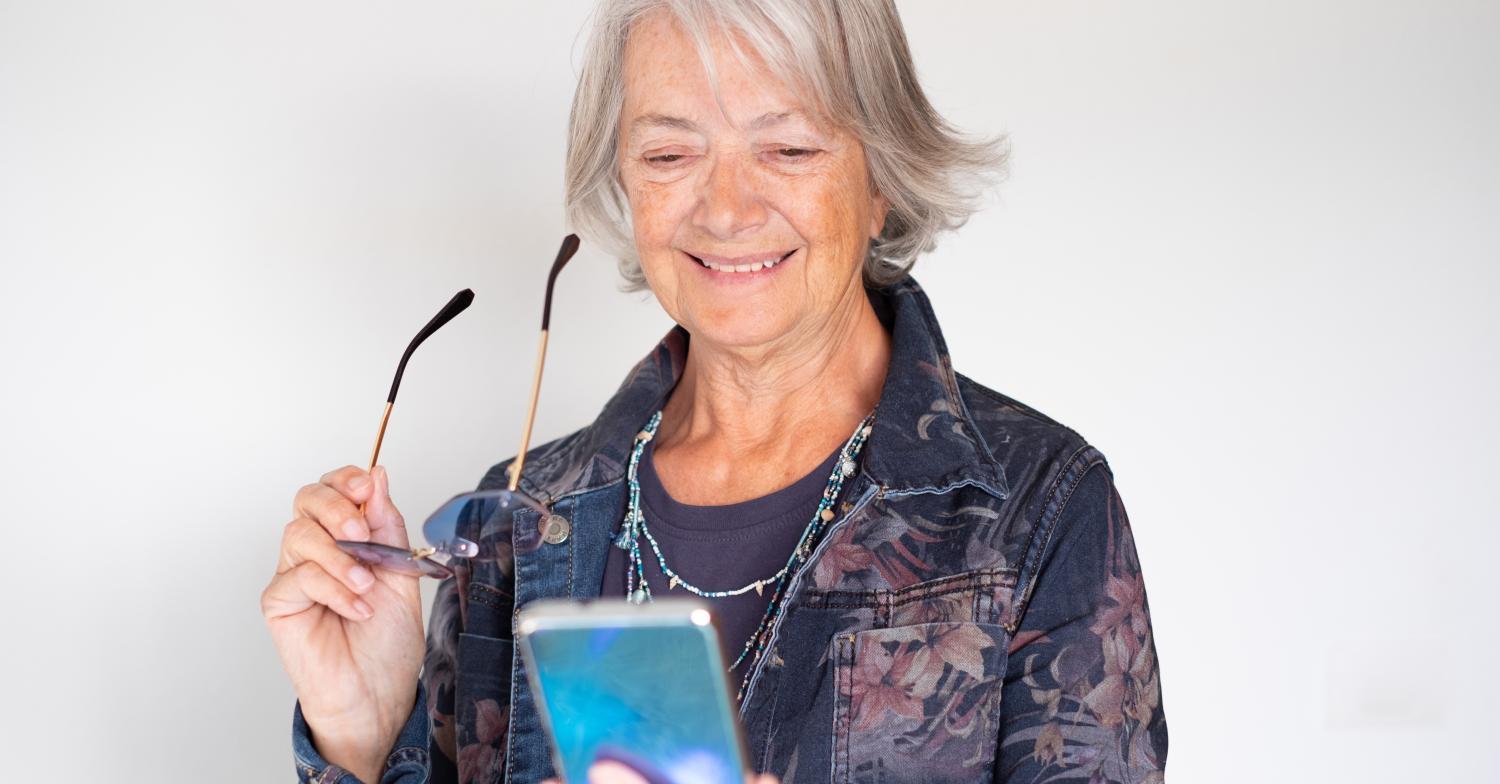 Senior using a mobile phone