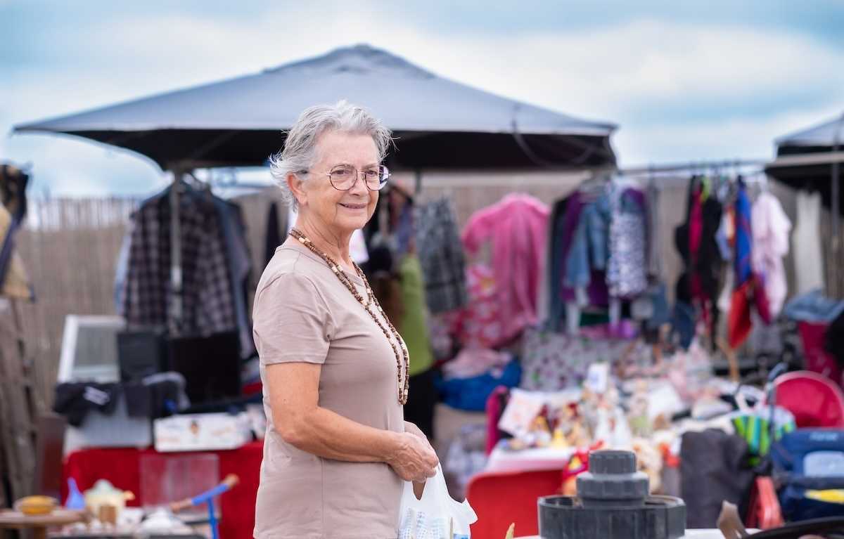Senior lady at a garage sale
